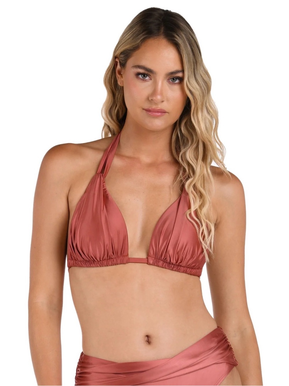 La Blanca Earth Goddess Halter Triangle Bikini Top - Sienna Size 10